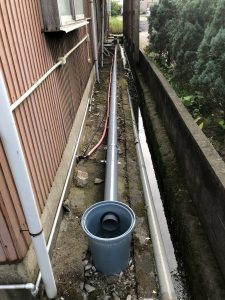 倉敷市栗坂　K様邸　下水工事現場