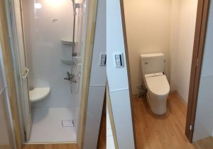 【水廻り改修工事】ユニットバスがシャワールームとトイレに。