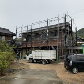 倉敷市木見　K様邸　離れ改修工事・足場作業