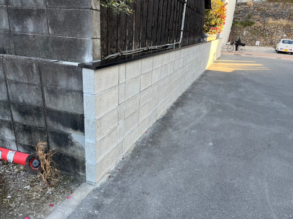 倉敷市｜【ブロック塀】雨水対策を強化したブロック塀を復旧しました