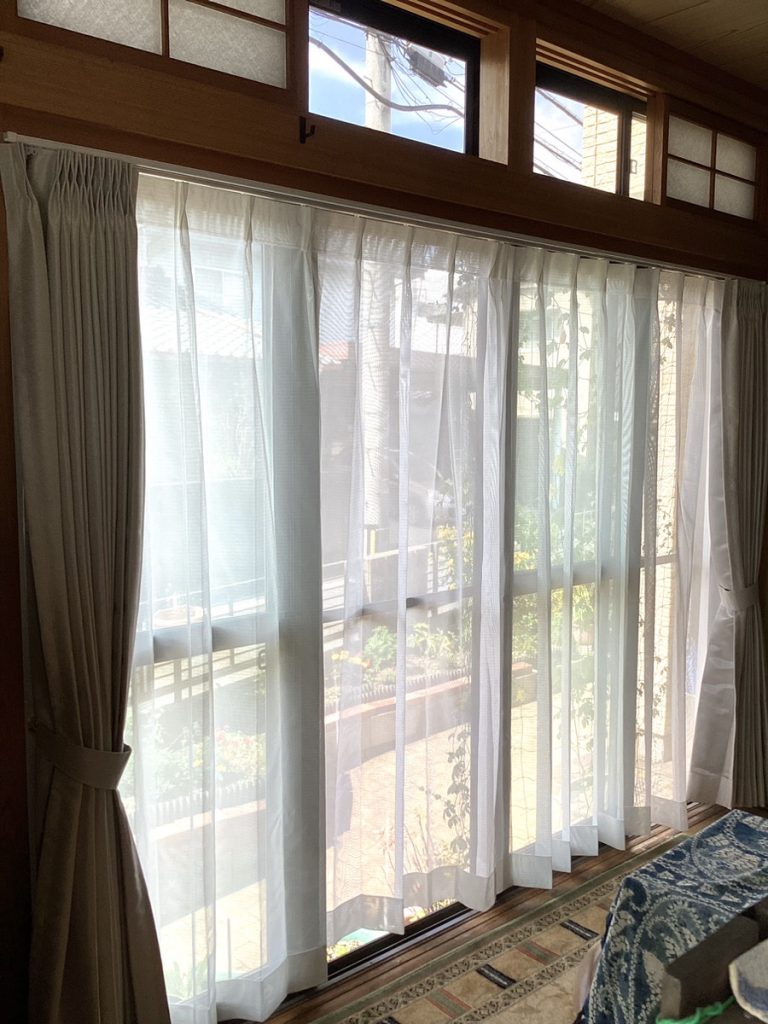 倉敷市 |【カーテン新設工事】障子をカーテンにチェンジ！部屋の明るさが調節しやすくなりました！